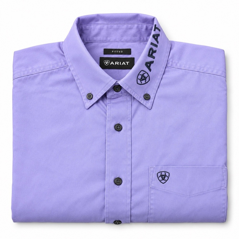 Ariat Mens Small Purple Long Sleeve Western Button Down Shirt Embroidered Hits